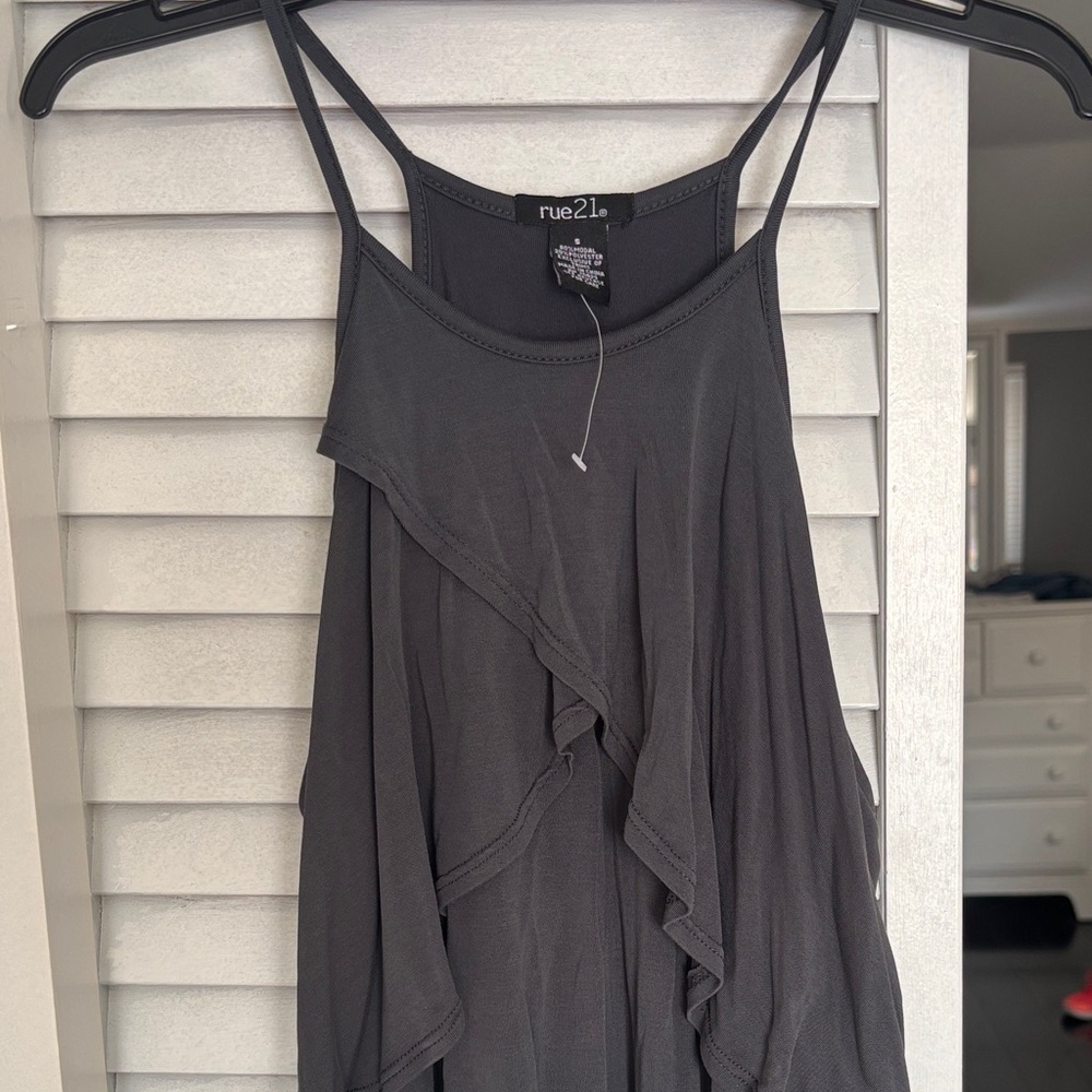 Rue21 Women's Charcoal Ruffle Camisole